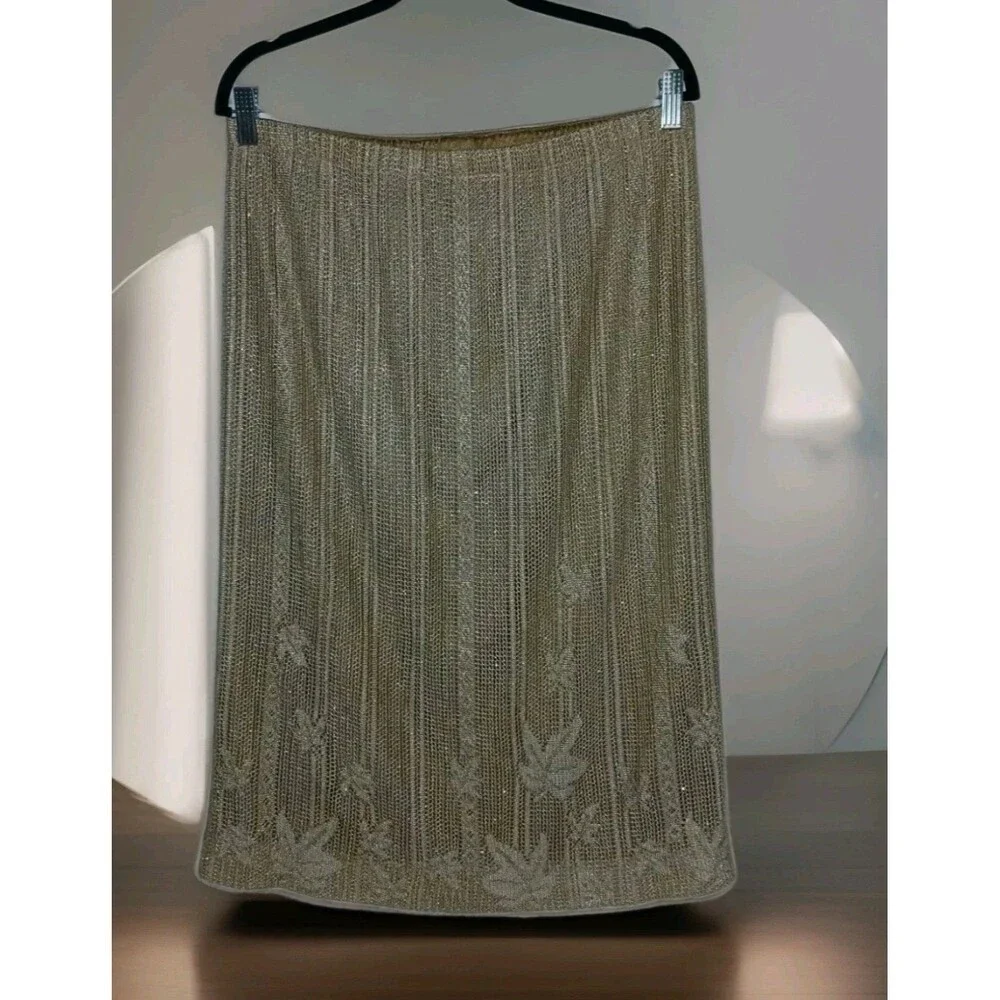 Vintage Antique Gold Midi Skirt Womens Sz Large Embroidered Sz Large Boho Chic